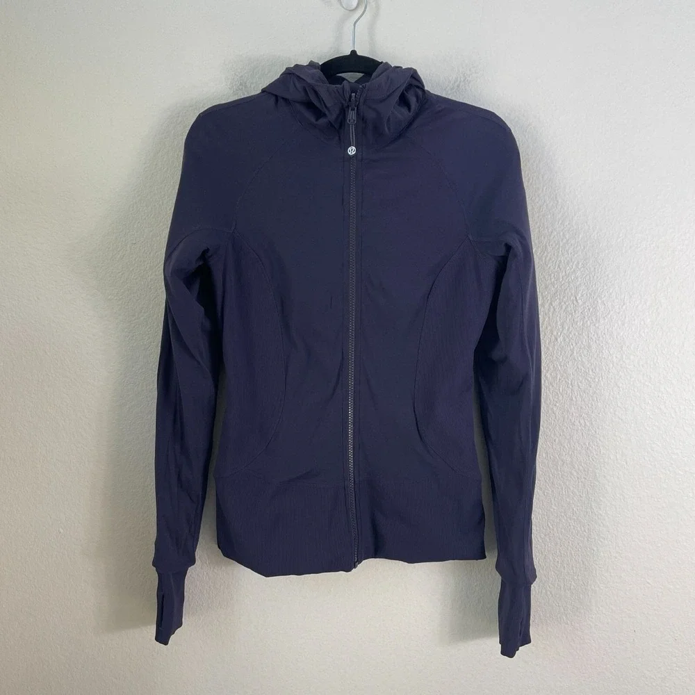 Lululemon Womens 8 Flux Jacket Reversible Zip Up Hooded‎ Navy